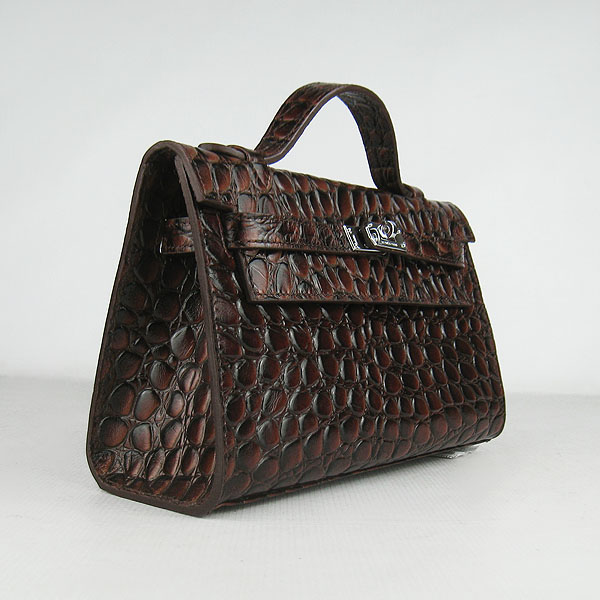 AAA Hermes Kelly 22 CM France Python Leather Handbag Dark Coffee H008 On Sale